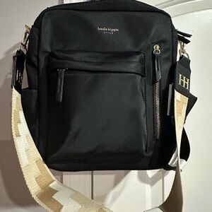 Haute Hippie Black Messenger Bag with Patterned Strap